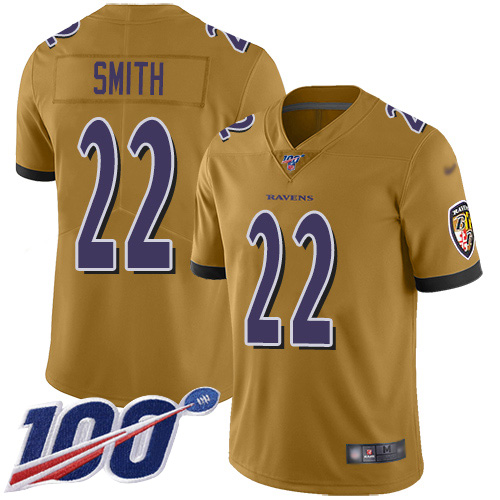 Baltimore Ravens Limited Gold Men Jimmy Smith Jersey NFL Football #22 100th Season Inverted Legend->baltimore ravens->NFL Jersey